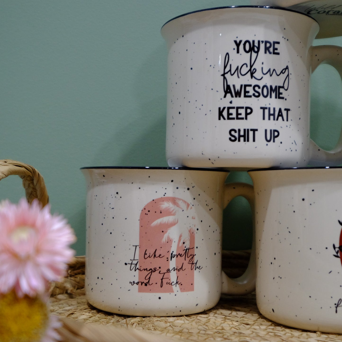 Ceramic Speckled mug 400ml - sweary designs