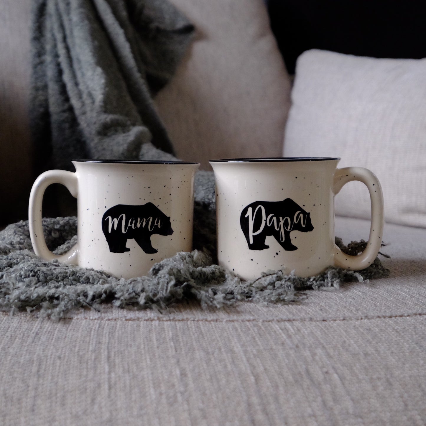 Ceramic Speckled mug 400ml - Papa or Mama Bear