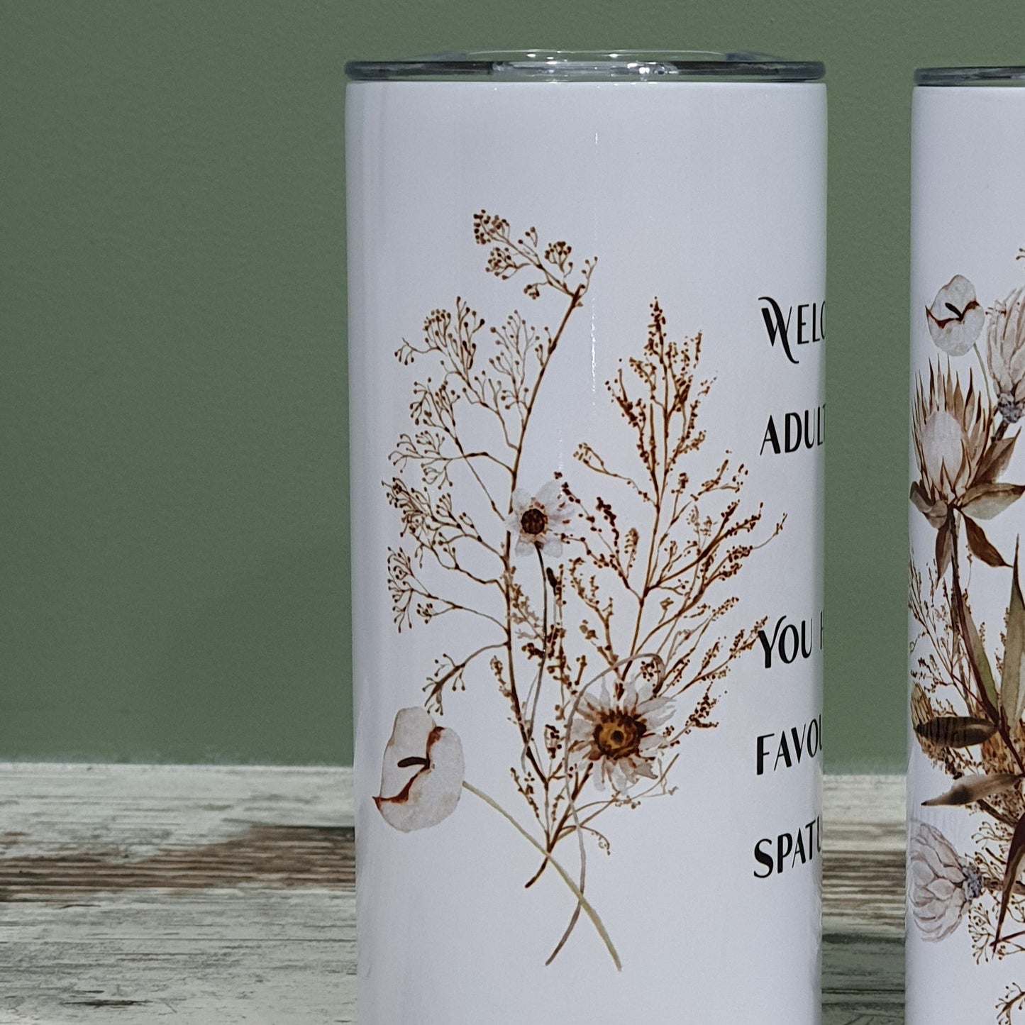 Stainless tumbler with slide lid - INSULATED - 15oz - Boho Welcome to adulthood