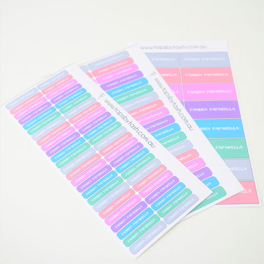 Name Label Waterproof Stickers - qty 102 - Mixed size pack