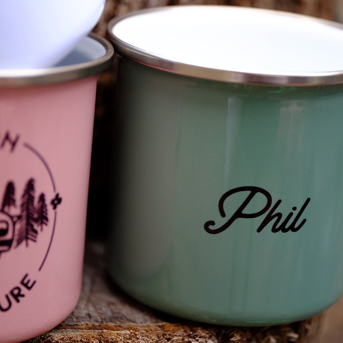 Enamel Mug 360ml - Adventure camping personalised