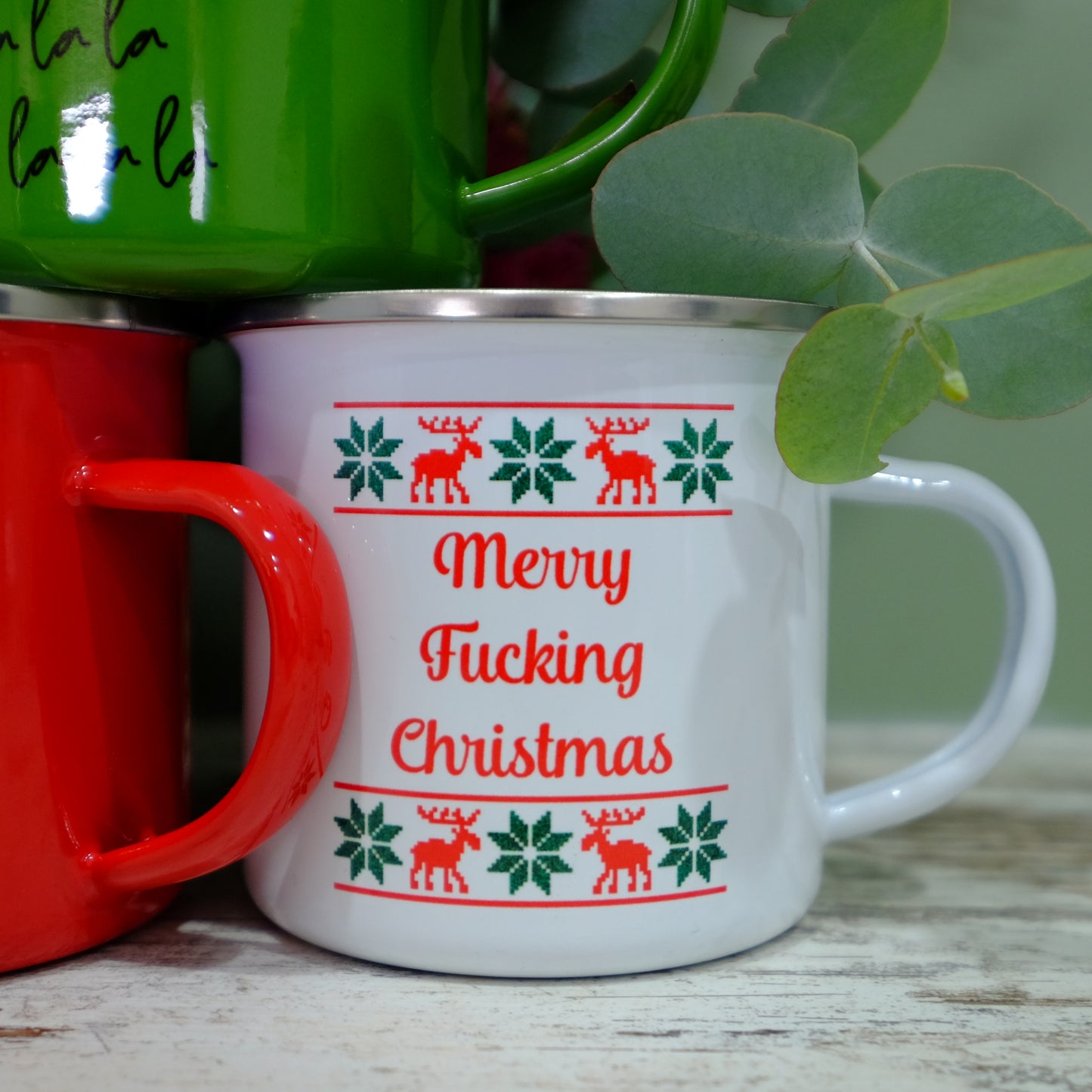 Enamel Mug 360ml - 'Ugly Sweater' custom text