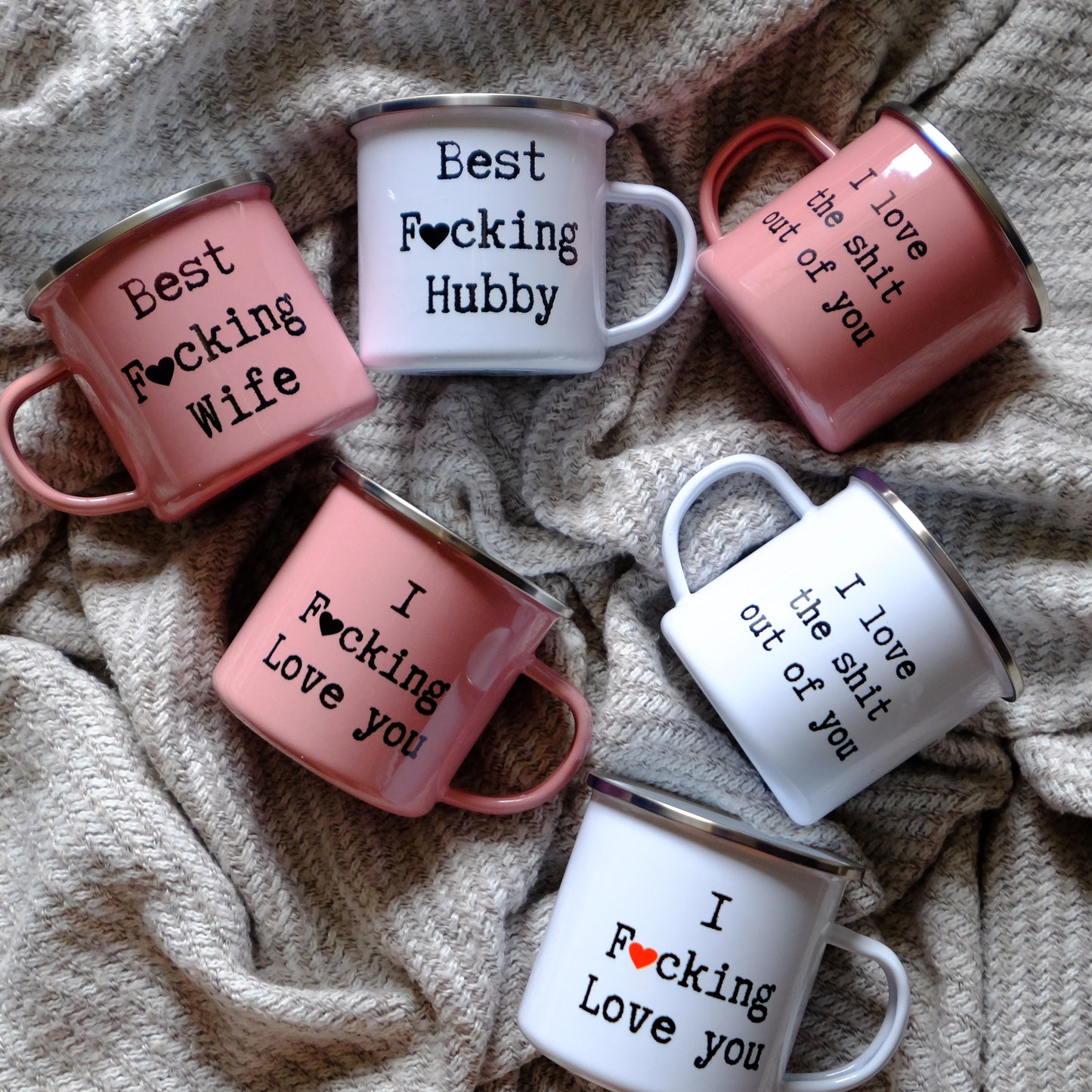 Enamel Mug 360ml - Love the shit out of you - I fucking love you