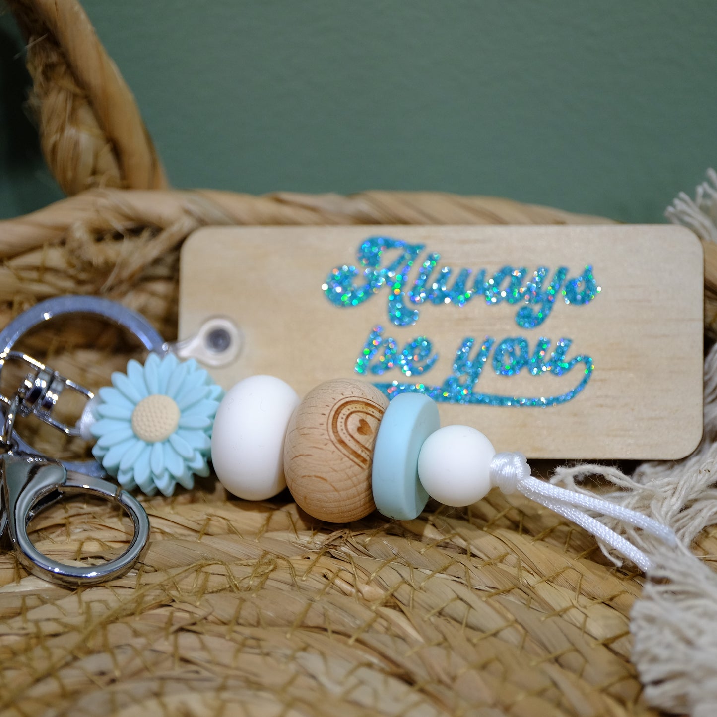Keyring - Sea Glass Daisy