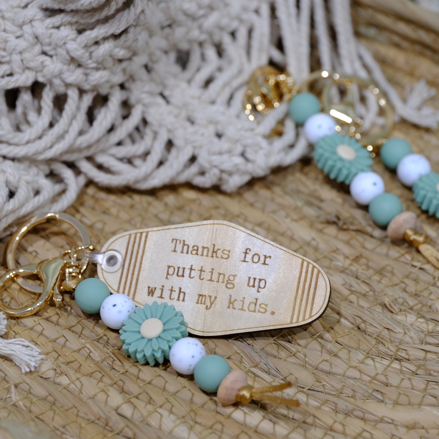 Keyring - Sage Daisy