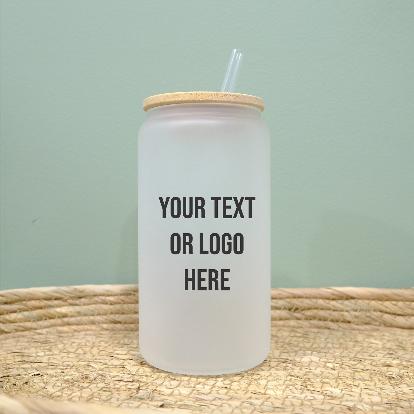 Libbey can glass cup - bamboo lid - Custom personalised