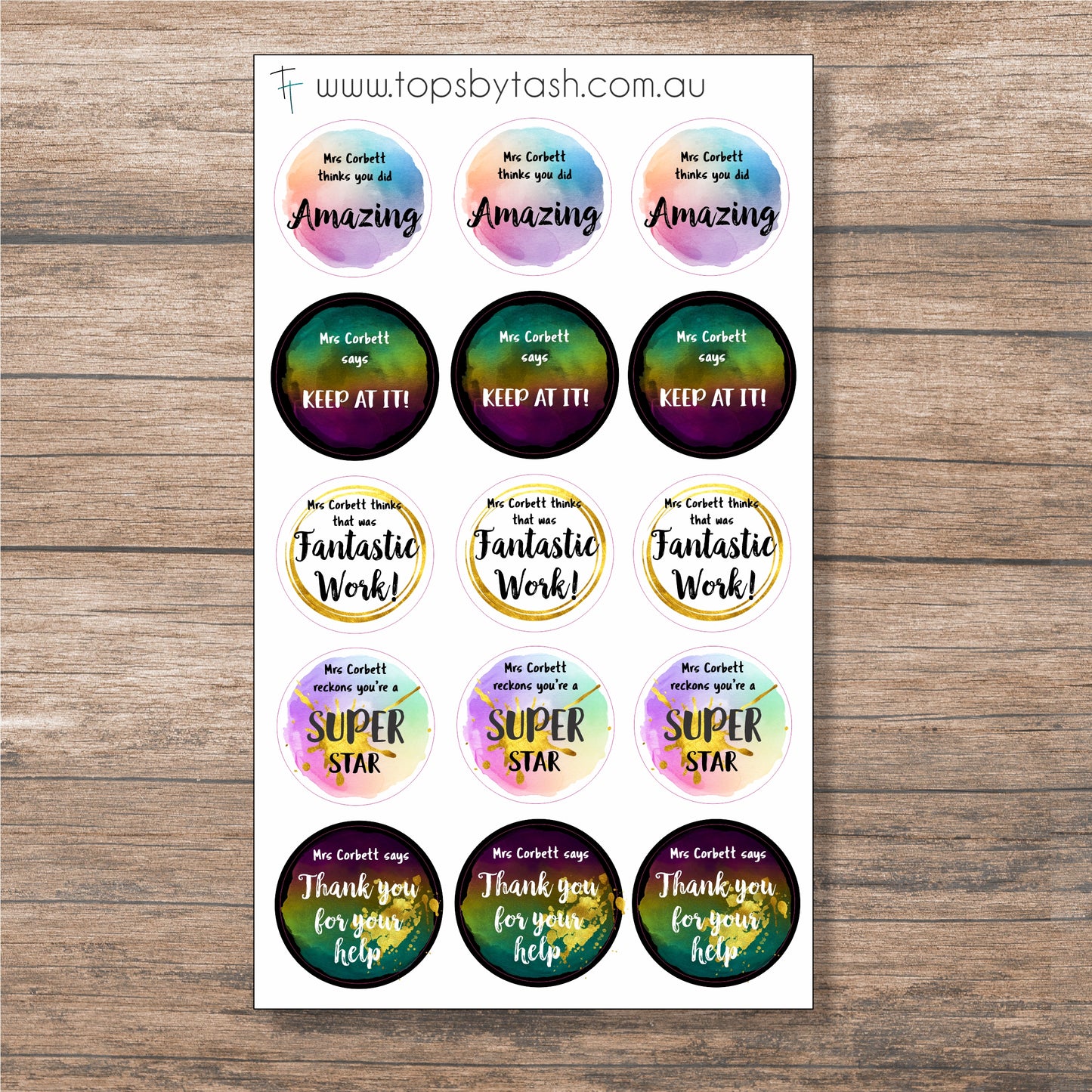 Personalised Teacher Stickers - Reward Stickers for the kiddlets