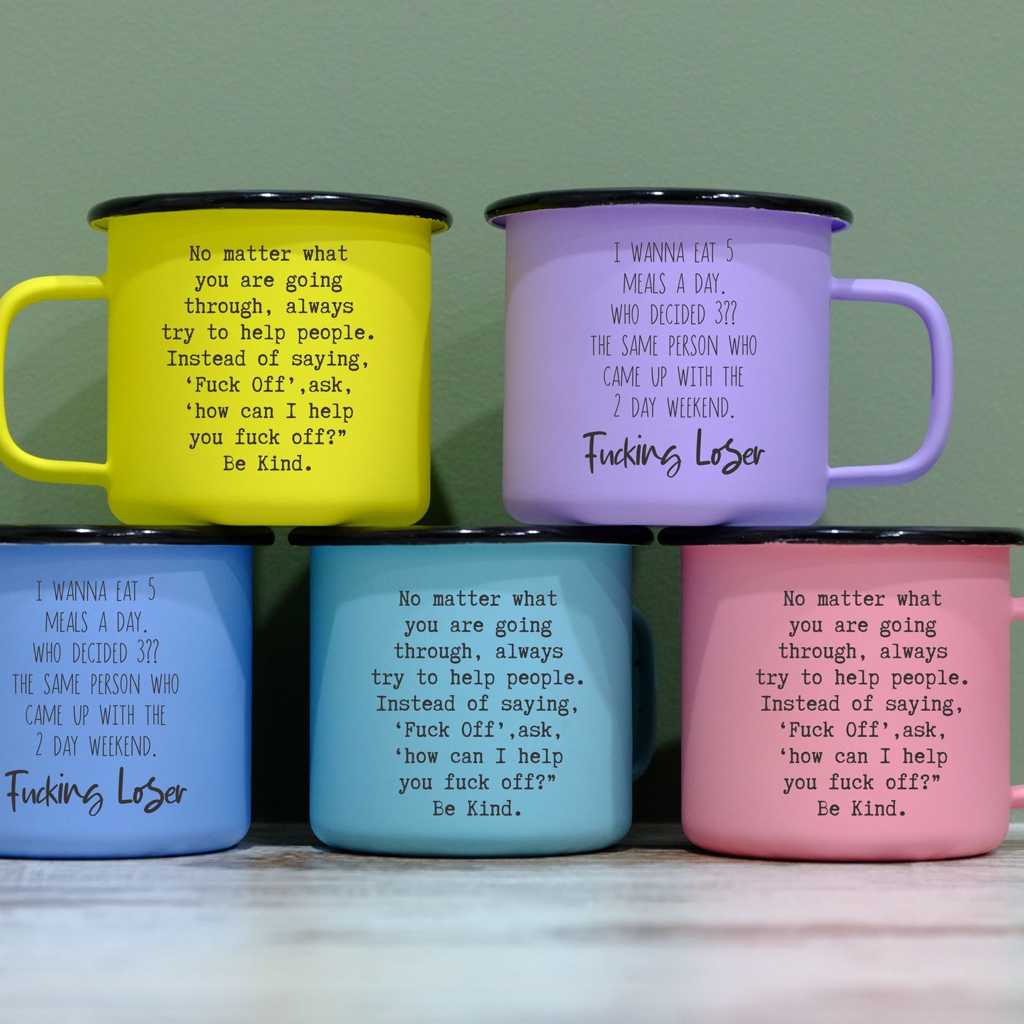 Pastel Matt Enamel Mug 360ml - sweary lovers - choice of design