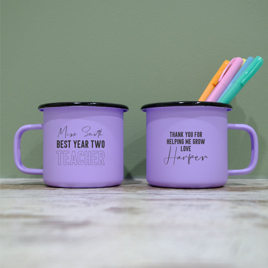 Enamel Mug 360ml - Personalised Teacher mug