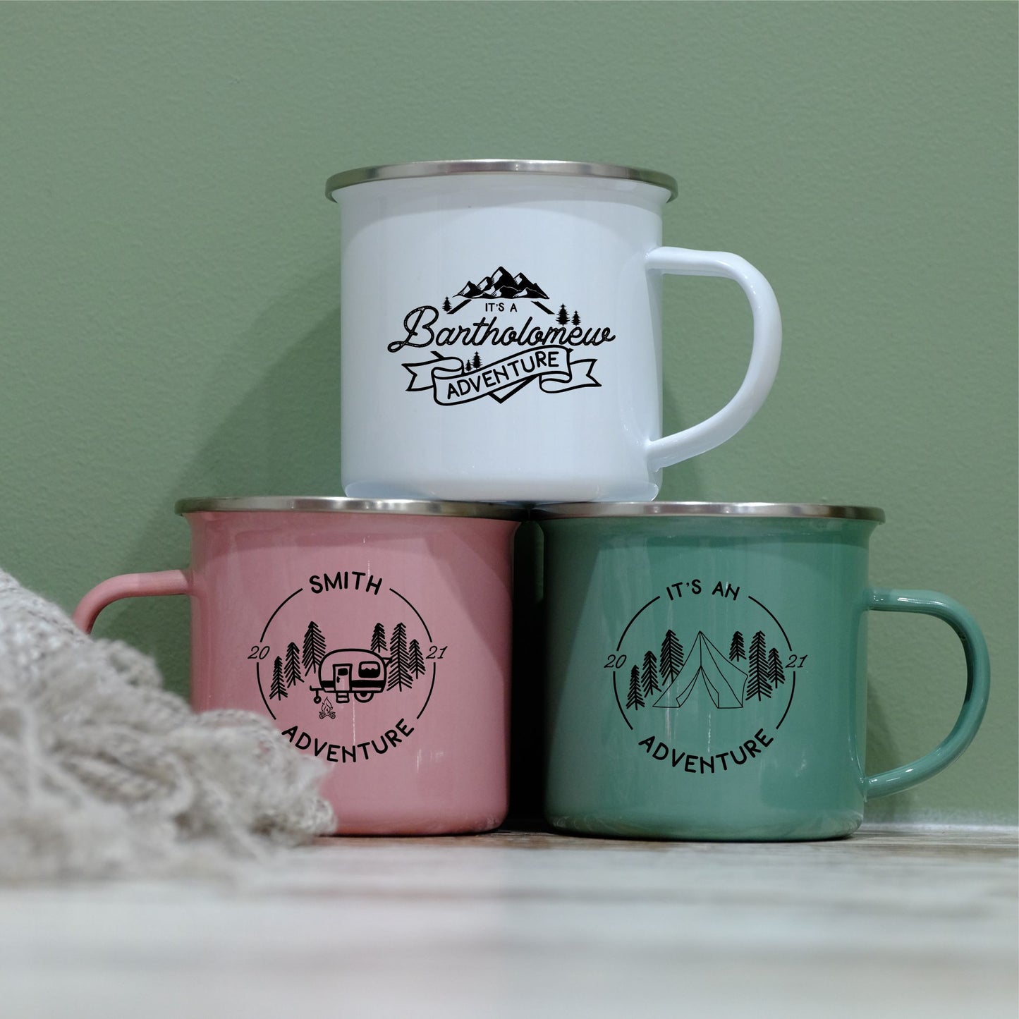 personalised enamel camping mugs Australia