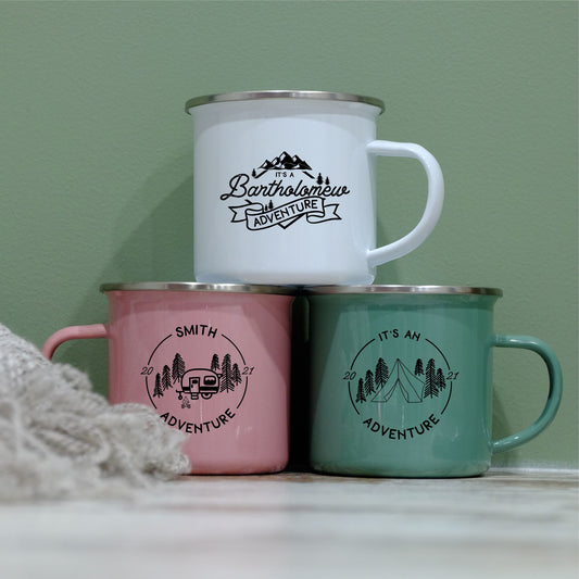 personalised enamel camping mugs Australia