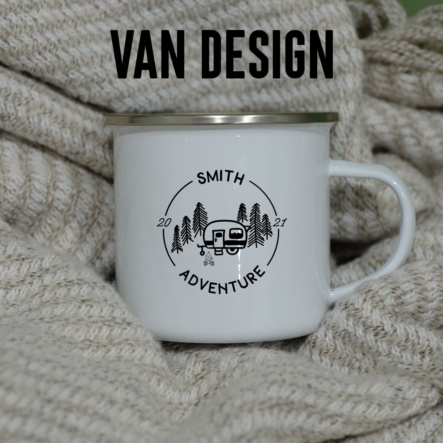 Enamel Mug 360ml - Adventure camping personalised