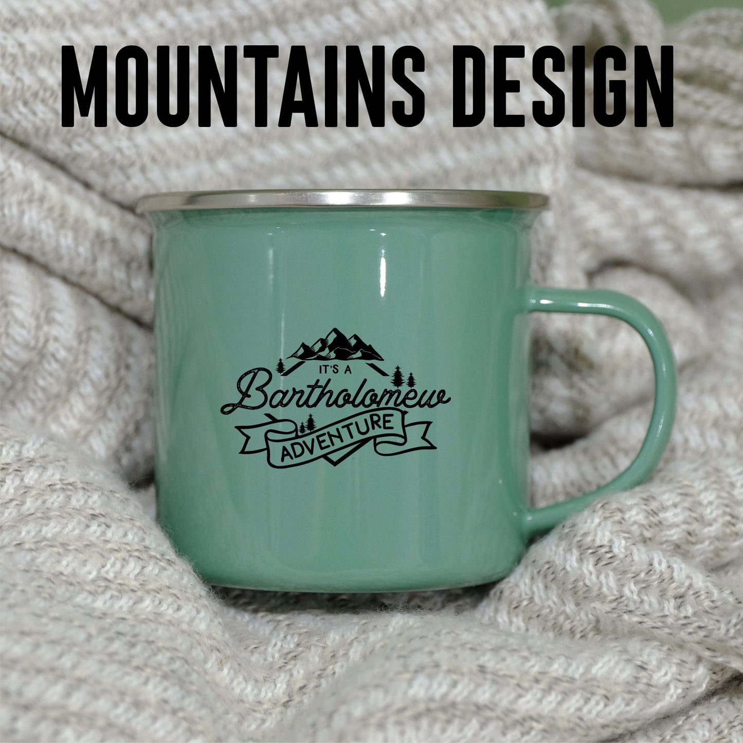 Enamel Mug 360ml - Adventure camping personalised
