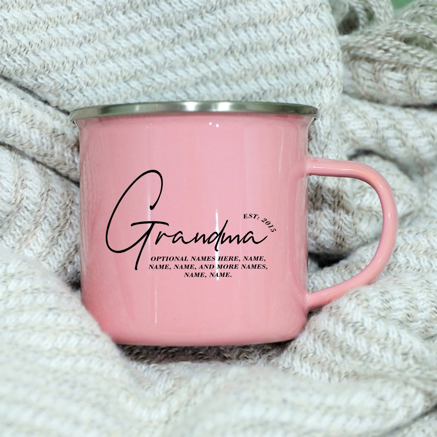 Enamel Mug 360ml - mum Est. 2007, personalised