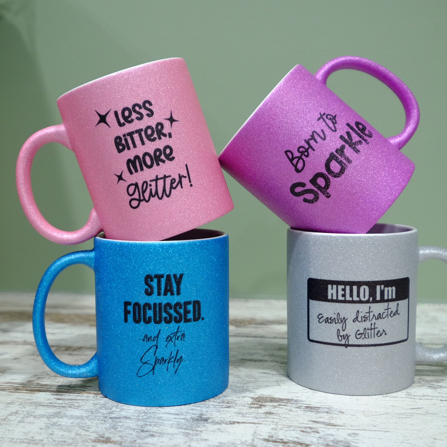Ceramic Glitter mug 325ml - Choice of sparkly designs