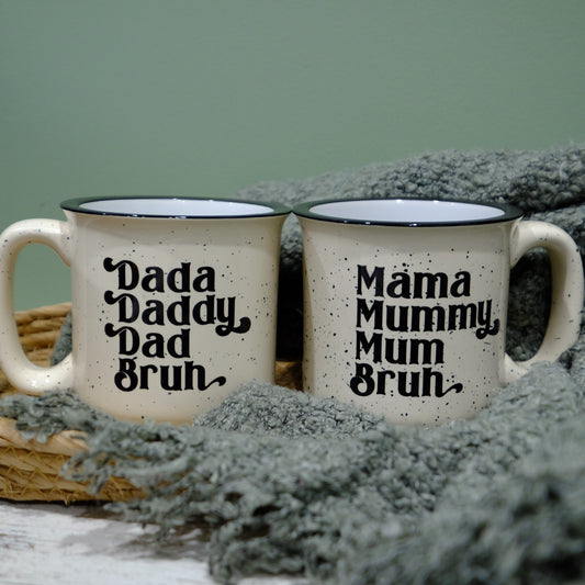 Ceramic Speckled mug 400ml - Mama mummy mum Bruh OR Dada Daddy Dad Bruh