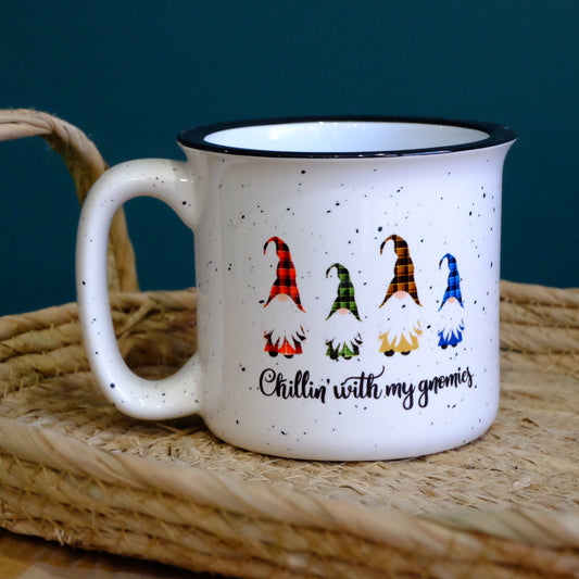 Ceramic Speckled mug 400ml - Christmas mug Chillin with my gnomies