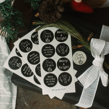 Christmas label stickers - 40mm circles