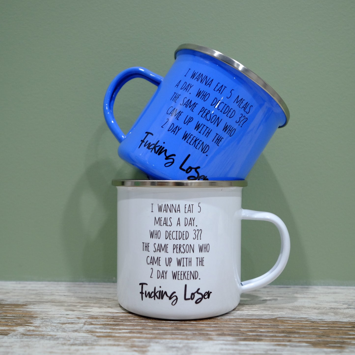 Enamel Mug 360ml - sweary lovers - choice of design