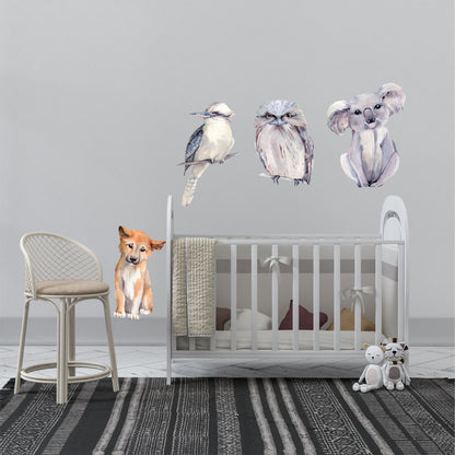 Wall Decals - Australian gum leaves and animals