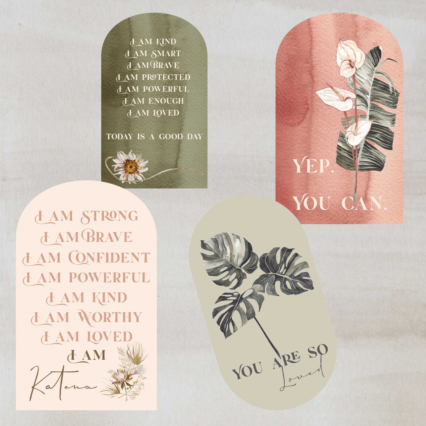 Boho Theme Affirmations and Quotes - Fabric Wall Decal