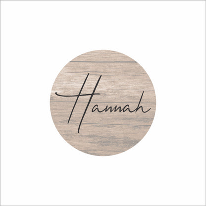 Kids room name wall decal plaque timber look sticker