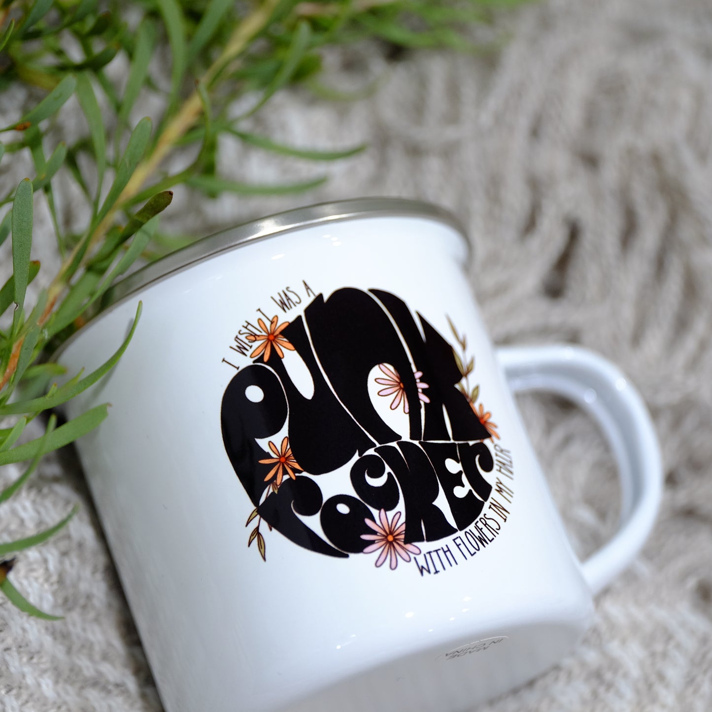 Enamel Mug 360ml - I wish I was a punk rocker with flowers in my hair