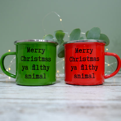 merry christmas ya filthy animal mug
