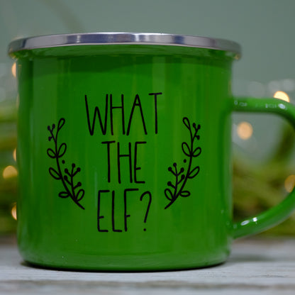 Green What the Elf Enamel Christmas mugs