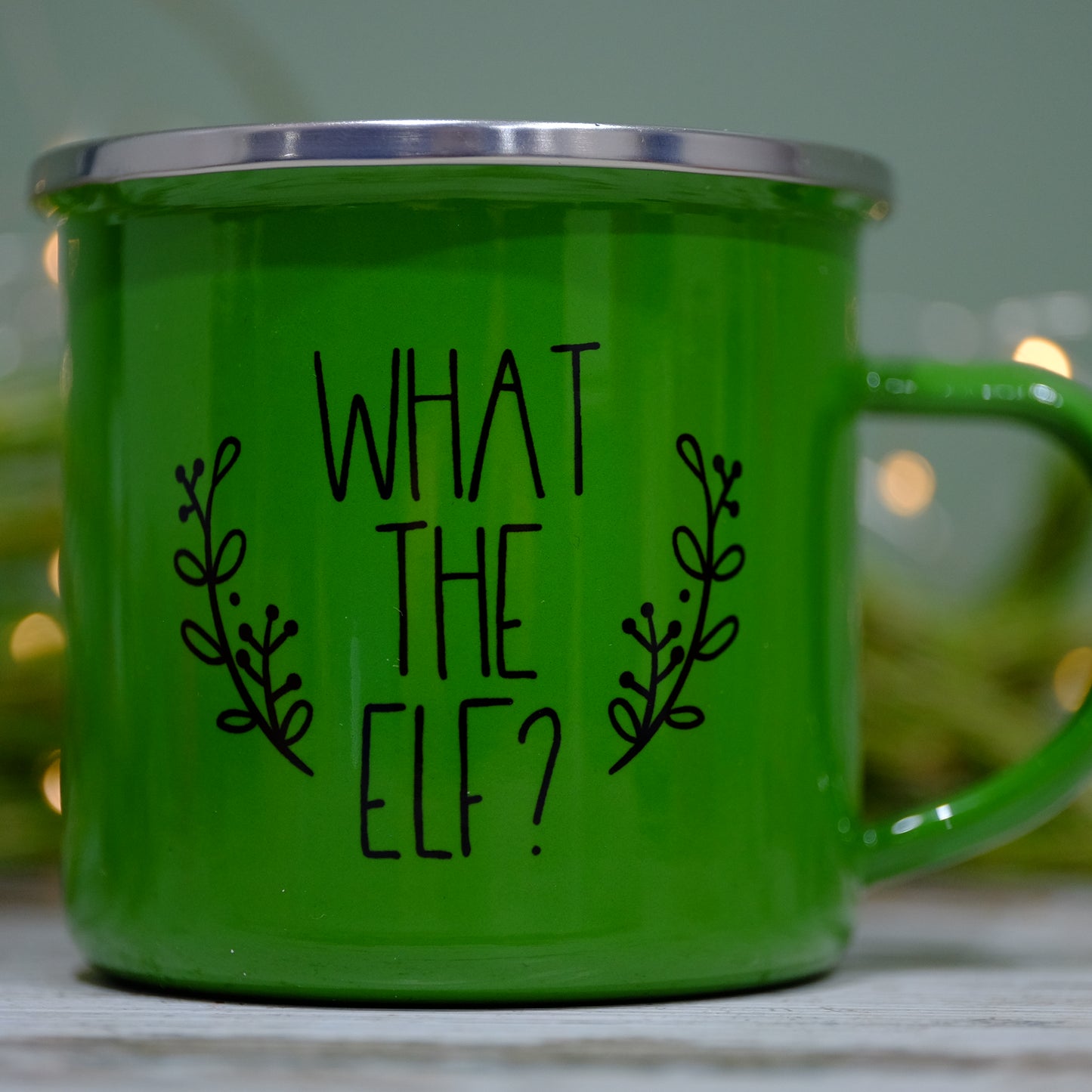 Green What the Elf Enamel Christmas mugs