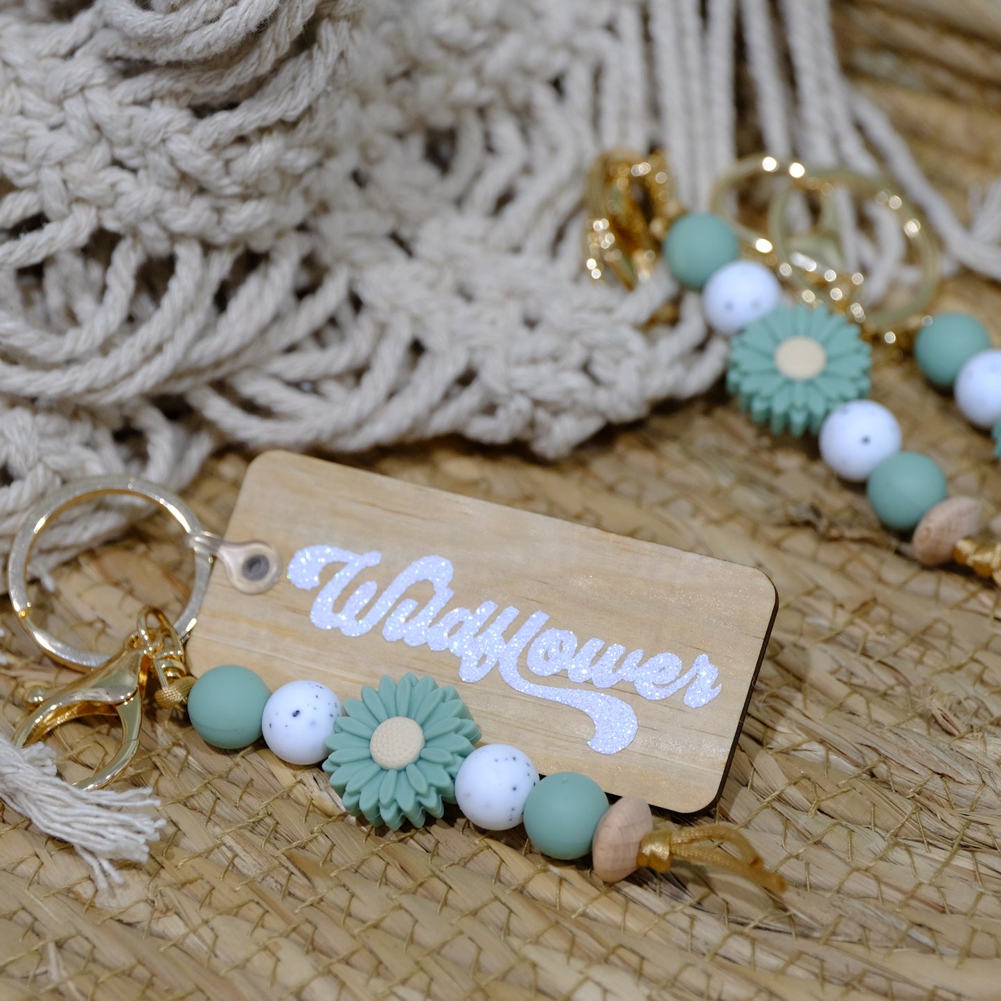 Keyring - Sage Daisy