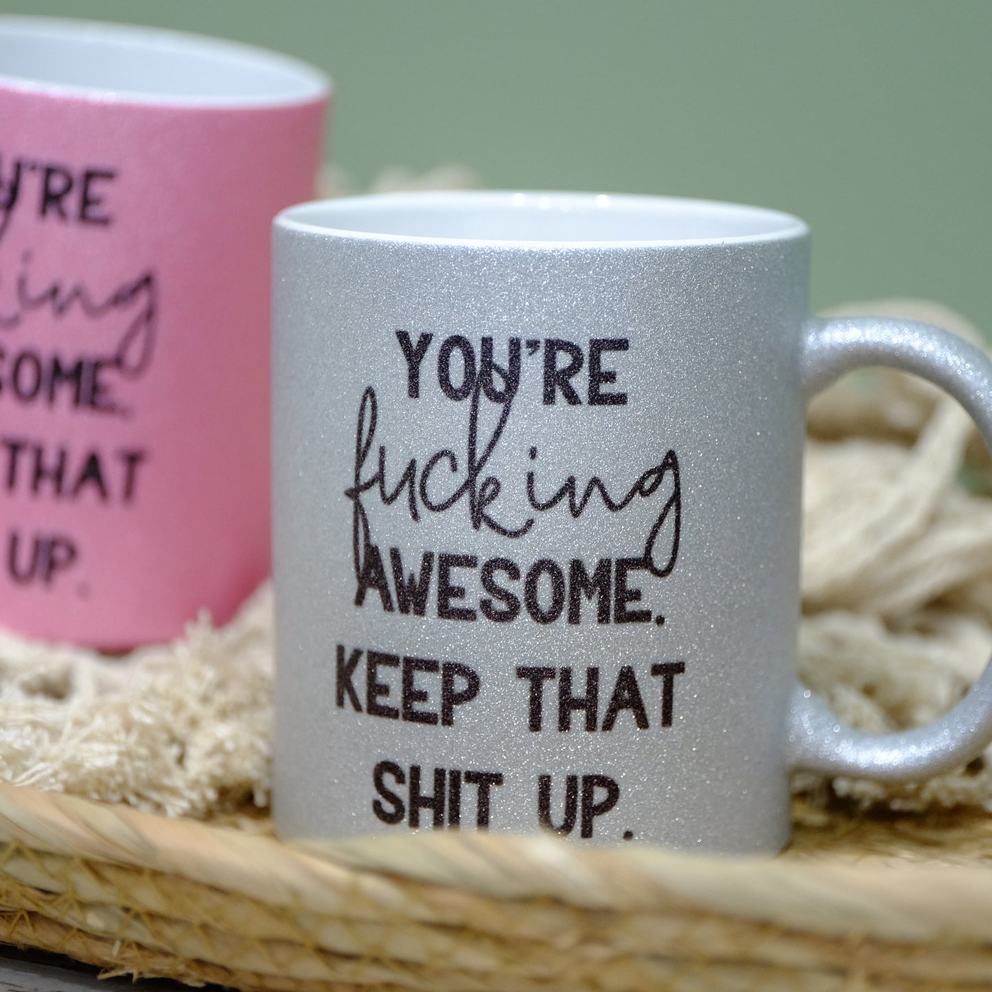 Ceramic Glitter mug 325ml - You're f*cking awesome, keep that shit up