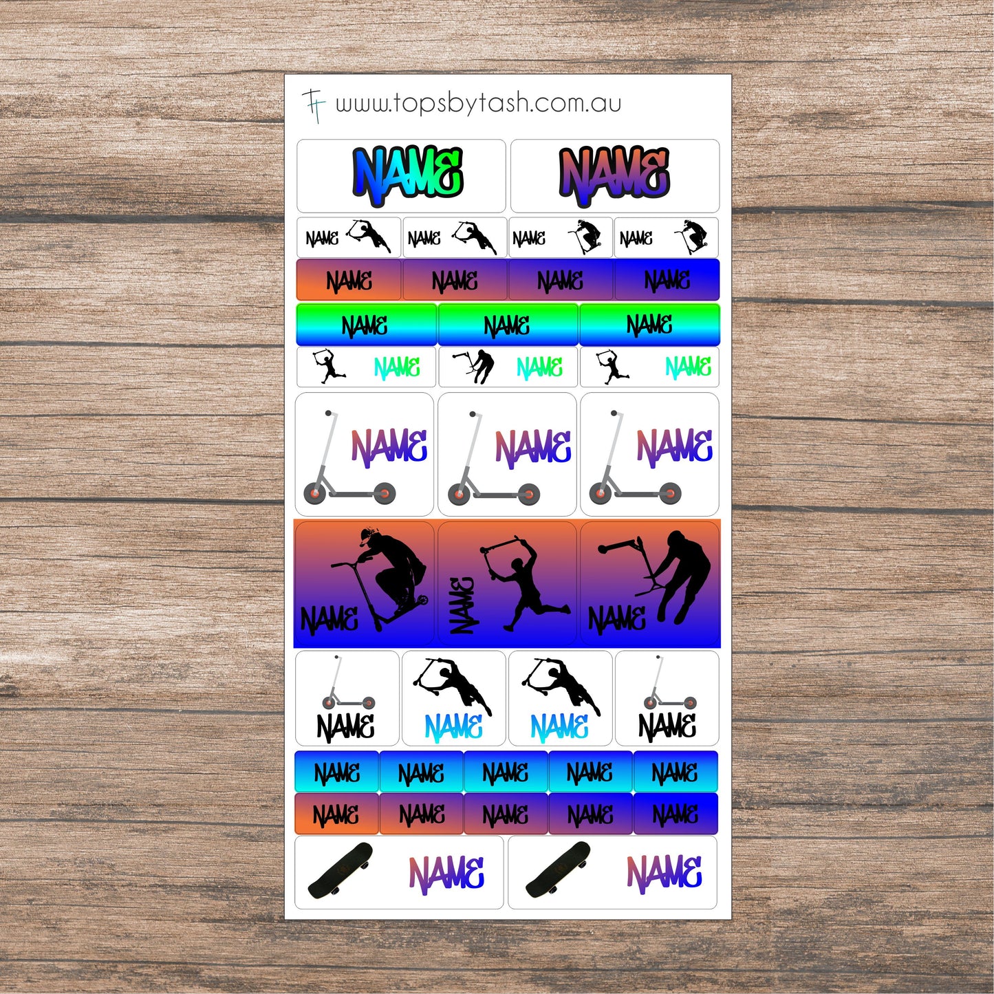 Name Label sticker sheets - mixed size sheets - Many themes!