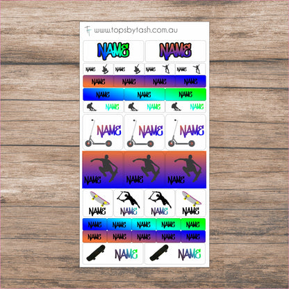 Name Label sticker sheets - mixed size sheets - Many themes!