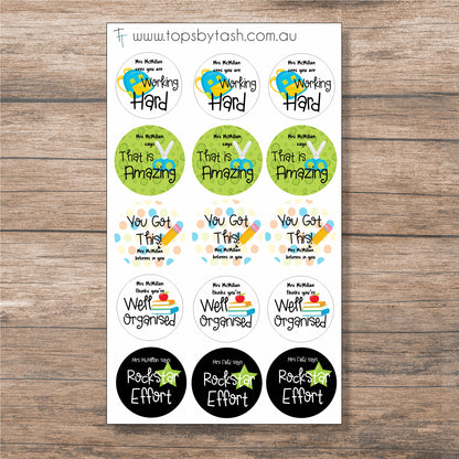 Personalised Teacher Stickers - Reward Stickers for the kiddlets