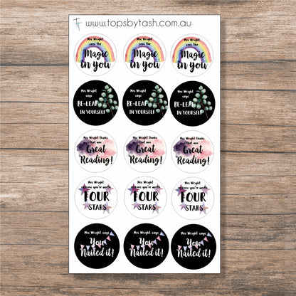 Personalised Teacher Stickers - Reward Stickers for the kiddlets