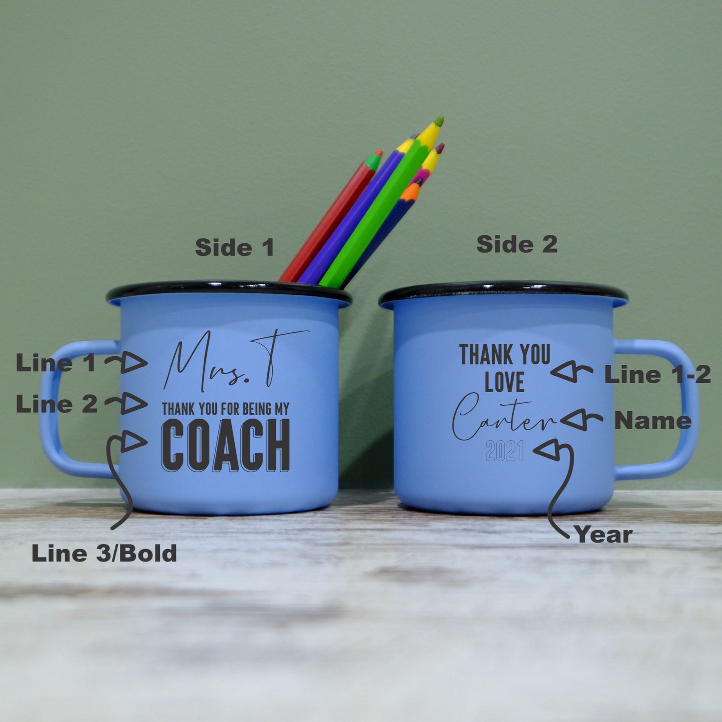 Enamel Mug 360ml - Personalised Teacher mug