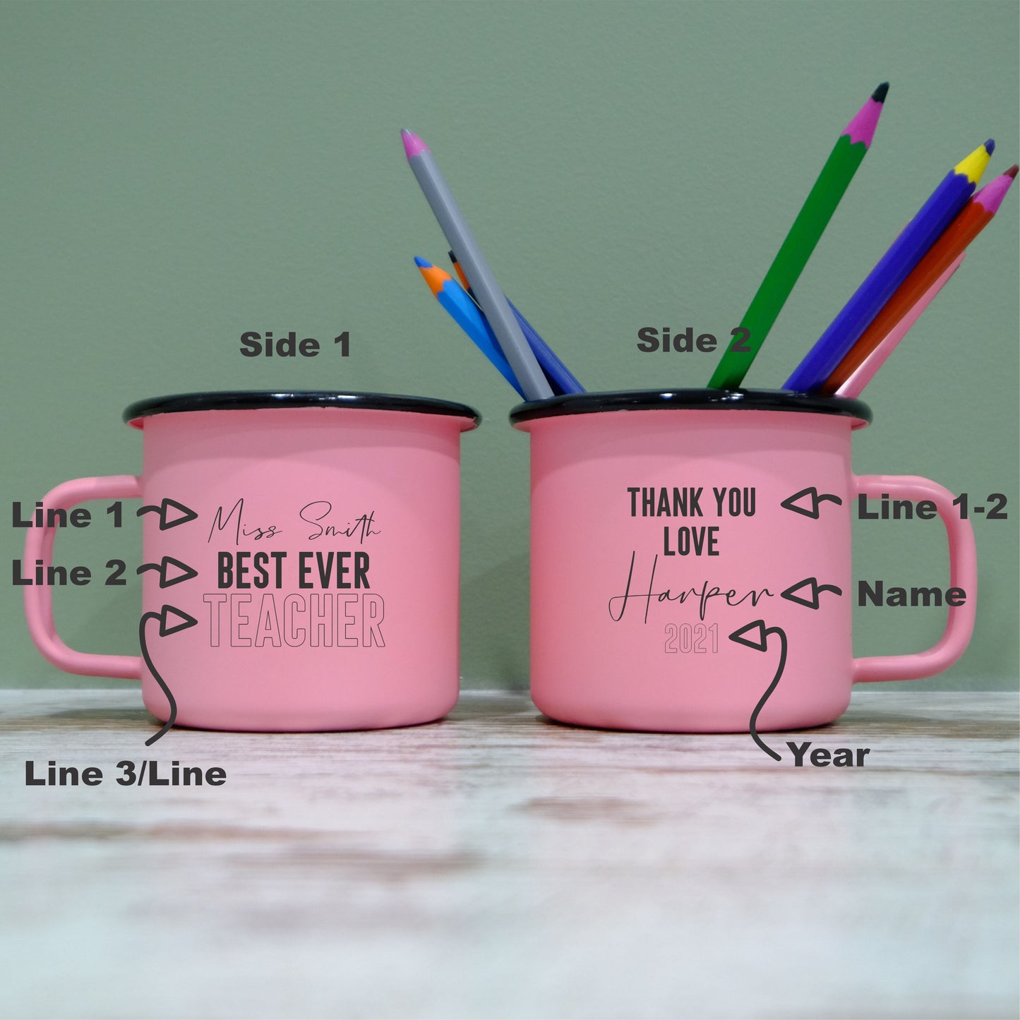 Enamel Mug 360ml - Personalised Teacher mug