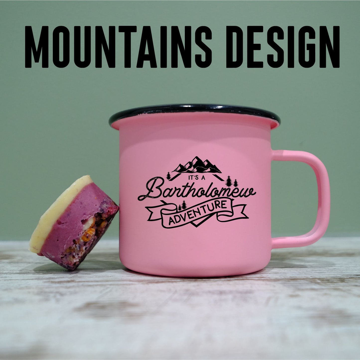 Pastel Matt Enamel Mug 360ml - Adventure Camping personalised