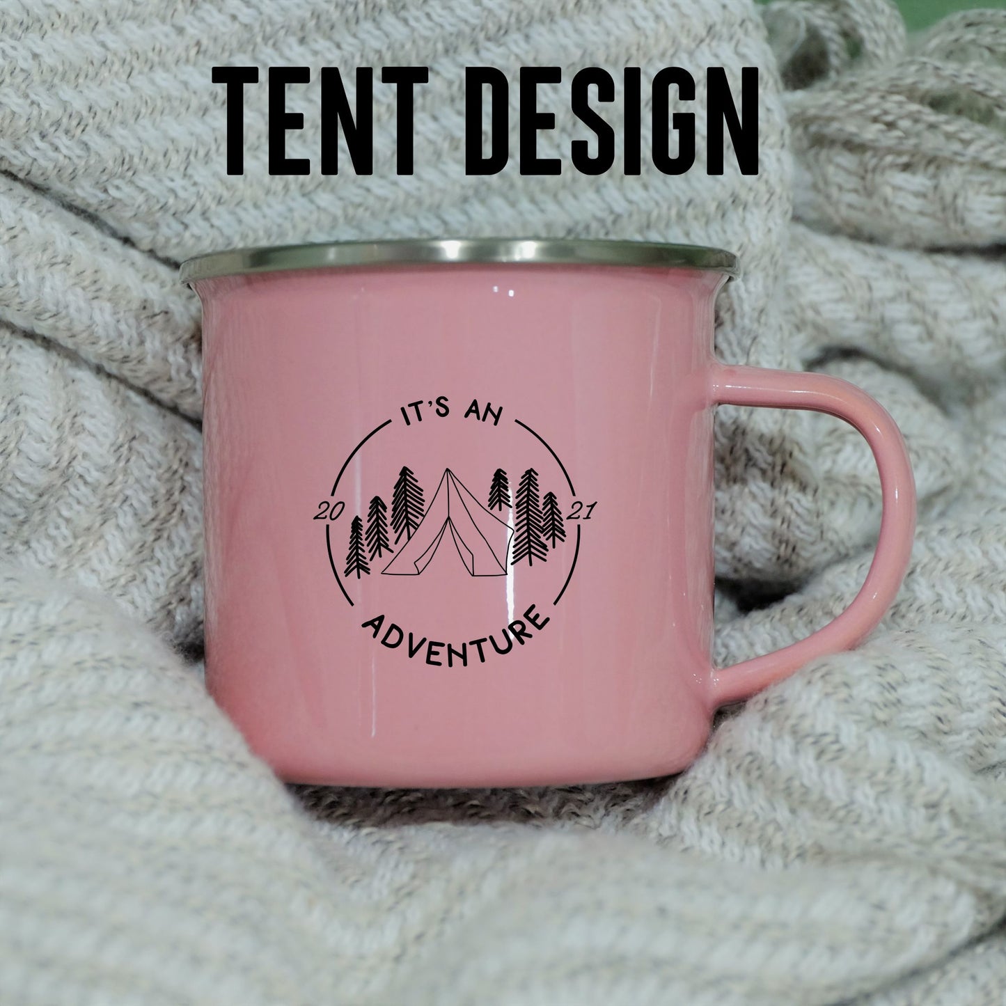 Enamel Mug 360ml - Adventure camping personalised