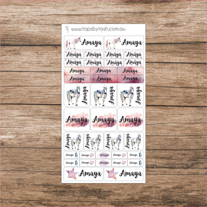 Name Label sticker sheets - mixed size sheets - Many themes!